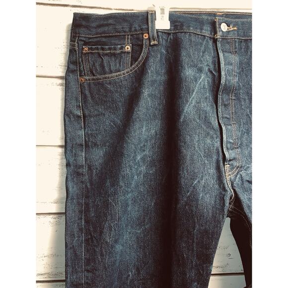 NWOT Mens LEVI Jeans 501 Original Size 46x31 Straight Leg Button Fly Dark Wash - Picture 5 of 14